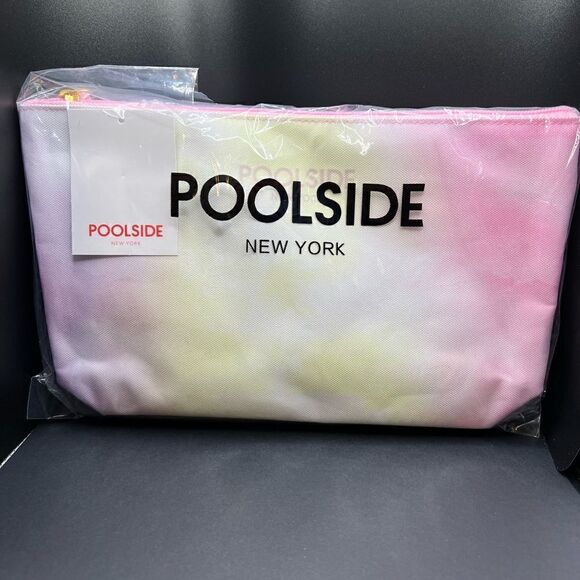 NWT! Tie Dye Pink Yellow Lavender Poolside Water Resistant Pouch Wristlet Strap - Picture 1 of 5